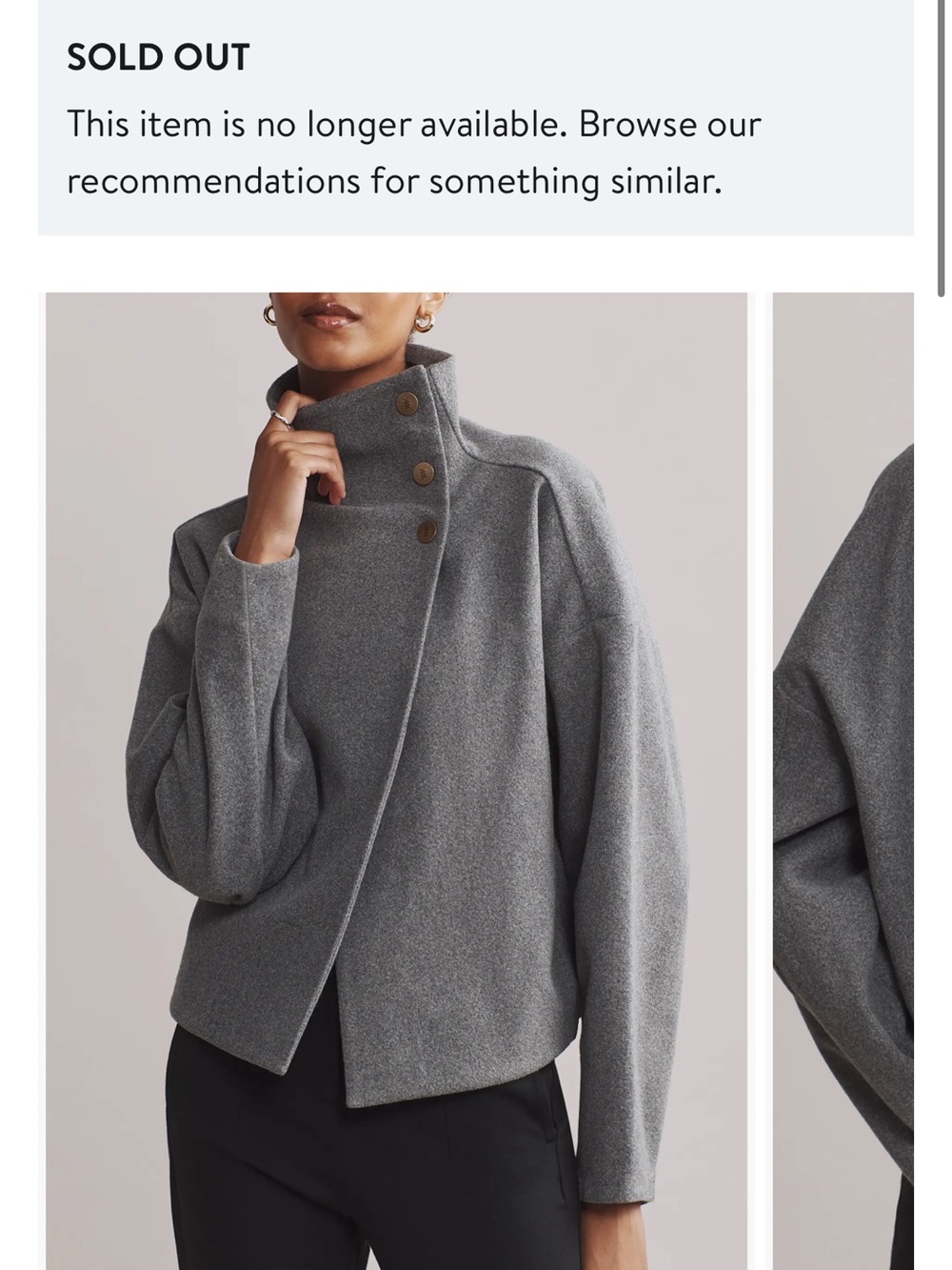 RHONE Cocoon Crop Jacket - Grey